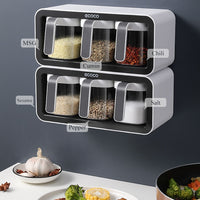 Kitchen Spice Rack Jar Free Perforated Spice Box Wall-Mounted Spice Box Set Household Spice Jar Storage Box