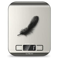 Ultrean Digital Food Scale, High Precision Kitchen Scale, Measures in Grams and Ounces for Cooking and Baking, 5 Units with Tare Function, Stainless Surface (Batteries Included) - Silver