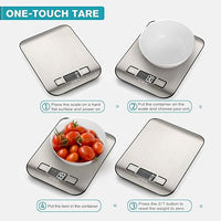 Ultrean Digital Food Scale, High Precision Kitchen Scale, Measures in Grams and Ounces for Cooking and Baking, 5 Units with Tare Function, Stainless Surface (Batteries Included) - Silver