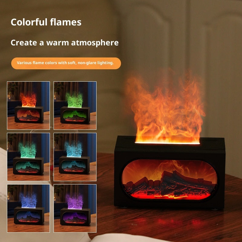 Fireplace Aroma Diffuser Desktop Colorful Simulation Flame Humidifier